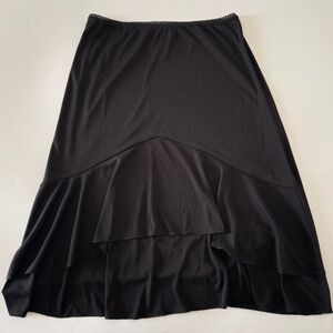 Wrapper Black Ruffle High-Low Midi Skirt Women Black Medium